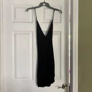 black slip dress